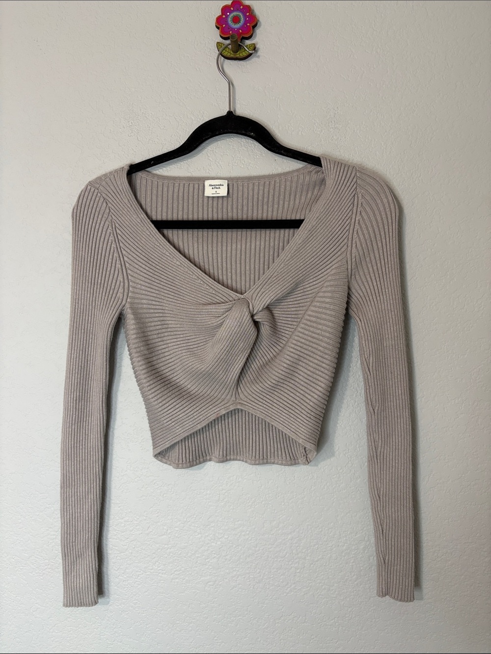 Abercrombie & Fitch Gray Twist Cropped Knit Shirt S